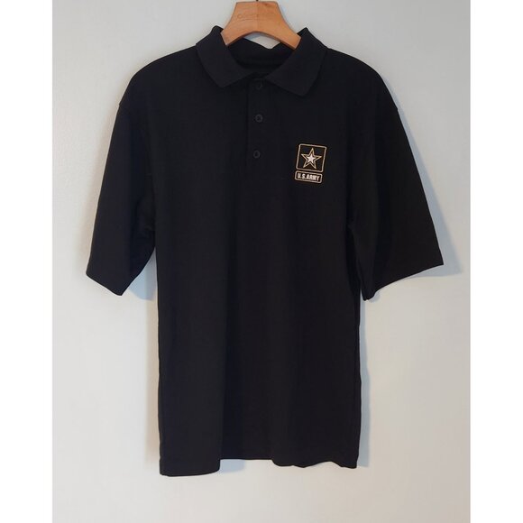 US Army Polo Shirt Embroidered‎ Logo Black Short Sleeve Dri-Duke Mens Small EUC - Picture 2 of 8